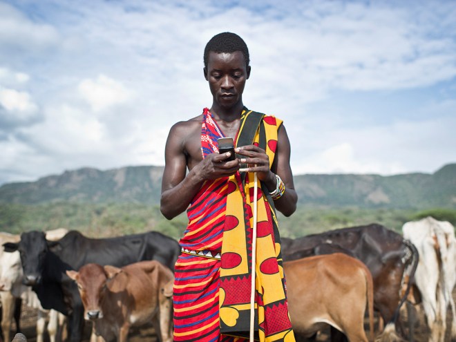 Masai Herdsman w Celphone
