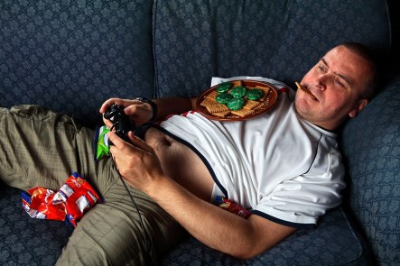 England Football Supporter Slob On Sofa Playing Games